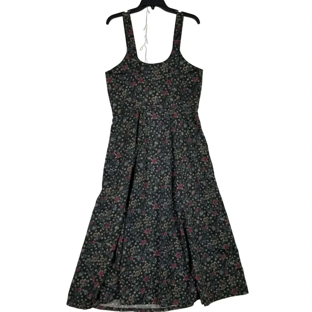 Woolrich Midi Dress Womens Medium Black Floral Tapestry Sleeveless 4368